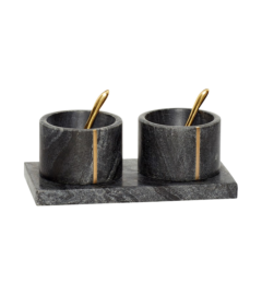 Two Bowls Marble and Brass.